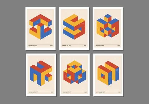 Set of minimal 20s geometric design posters Stock Illustration