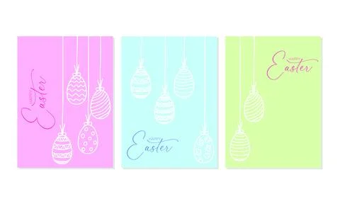 Set of minimal card for Easter. Stock Illustration