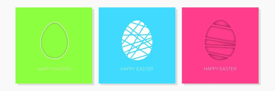 Set of minimal Easter banner. Stock Illustration