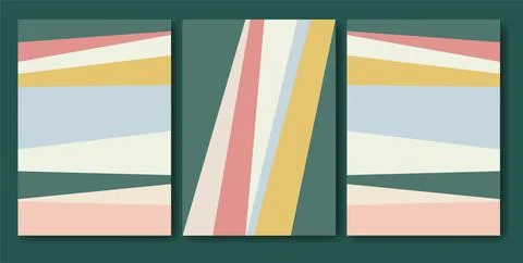Set of minimal geometric design poster set. Colorful retro 20s vector templat Stock-Illustration