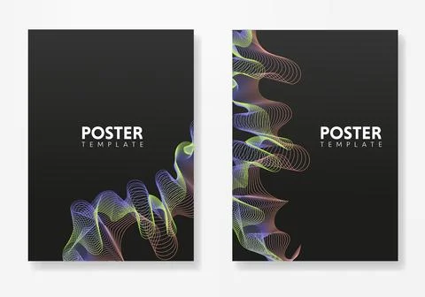 Set of minimal geometric design posters, vector template with lines elements Stock Illustration