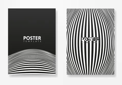 Set of minimal geometric design posters, vector template with lines elements Stock Illustration