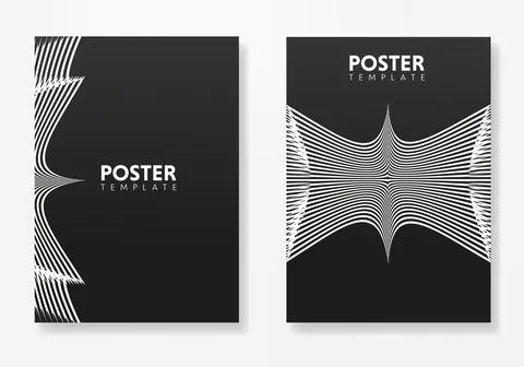 Set of minimal geometric design posters, vector template with lines elements Stock Illustration