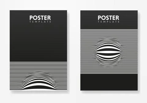 Set of minimal geometric design posters, vector template with lines elements Stock Illustration