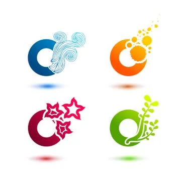 Set of minimal geometric multicolor elements shapes. Trendy icons and logotyp Illustrazione stock