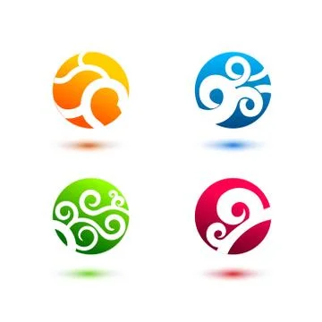 Set of minimal geometric multicolor elements shapes. Trendy icons and logotyp Stockillustratie