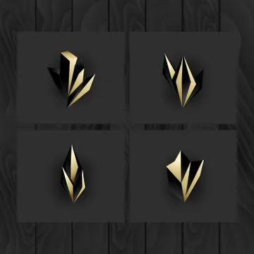 Set of minimal geometric multicolor low poly shapes. Trendy polygonal icons a Stock Illustration