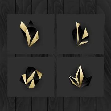 Set of minimal geometric multicolor low poly shapes. Trendy polygonal icons a Stock Illustration