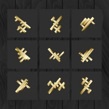 Set of minimal geometric multicolor low poly shapes. Trendy polygonal icons a Stock Illustration