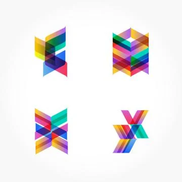 Set of minimal geometric multicolor shapes. Trendy hipster icons and logotype Stock Illustration