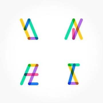 Set of minimal geometric multicolor shapes. Trendy hipster icons and logotype Stock Illustration
