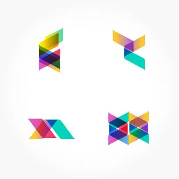 Set of minimal geometric multicolor shapes. Trendy hipster icons and logotype Stock Illustration