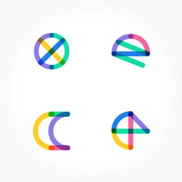 Set of minimal geometric multicolor shapes. Trendy hipster icons and logotype Stock Illustration