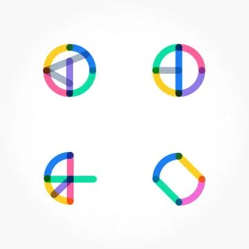 Set of minimal geometric multicolor shapes. Trendy hipster icons and logotype Stock Illustration