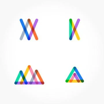 Set of minimal geometric multicolor shapes. Trendy hipster icons and logotype Stock Illustration