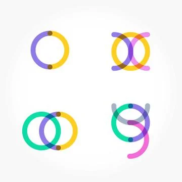Set of minimal geometric multicolor shapes. Trendy hipster icons and logotype Stock Illustration