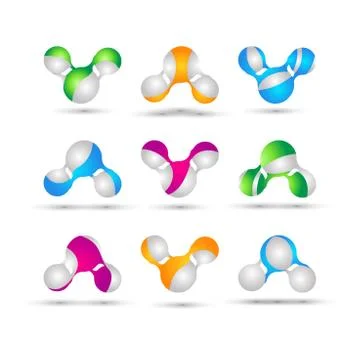 Set of minimal geometric multicolor symbol set shapes. Trendy icons and logot Stock Illustration
