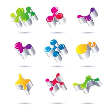 Set of minimal geometric multicolor symbol set and shapes. Trendy hipster ico Stock Illustration