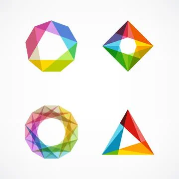 Set of minimal geometric multicolor symbol set shapes. Trendy icons and logot Stock Illustration