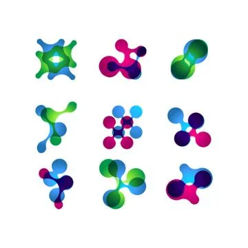 Set of minimal geometric multicolor symbol set shapes. Trendy icons and logot Stock Illustration