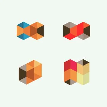 Set of minimal geometric multicolor symbol set, shapes. Trendy icons and logo Stock Illustration