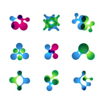 Set of minimal geometric multicolor symbol set shapes. Trendy icons and logot Stock Illustration