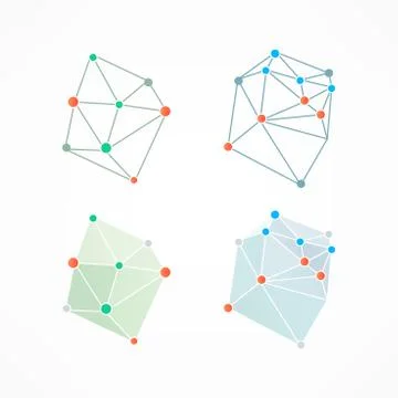 Set of minimal geometric multicolor symbol set shapes. Trendy icons and logot Stock Illustration