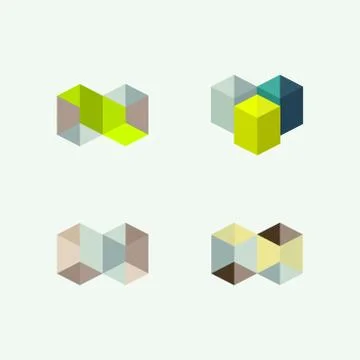 Set of minimal geometric multicolor symbol set, shapes. Trendy icons and logo Stock Illustration