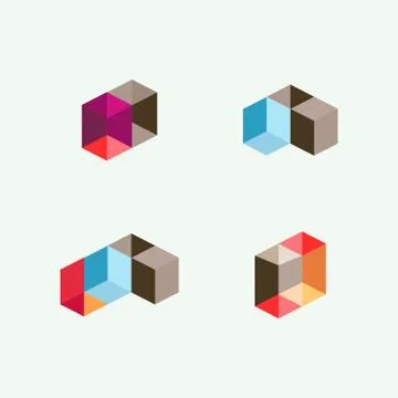 Set of minimal geometric multicolor symbol set, shapes. Trendy icons and logo Stock Illustration