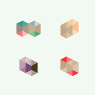 Set of minimal geometric multicolor symbol set, shapes. Trendy icons and logo Stock Illustration