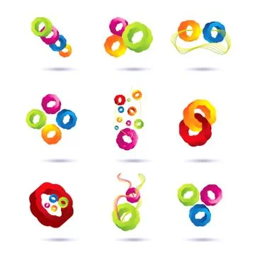 Set of minimal geometric multicolor symbol set and shapes. Trendy hipster ico Stock Illustration