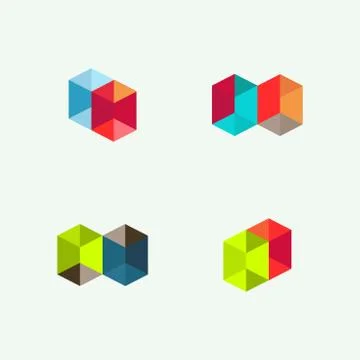Set of minimal geometric multicolor symbol set, shapes. Trendy icons and logo Stock Illustration
