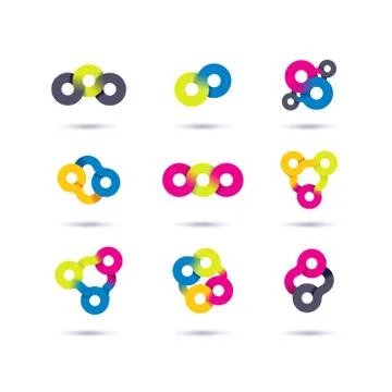 Set of minimal geometric multicolor symbol set and shapes. Trendy hipster ico Stock Illustration