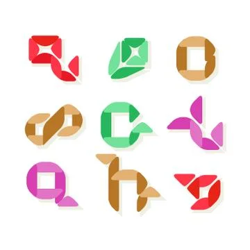 Set of minimal geometric multicolor symbol set shapes. Trendy icons and logot Stock Illustration