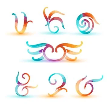 Set of minimal geometric multicolor symbol set and shapes. Trendy hipster ico Stock Illustration