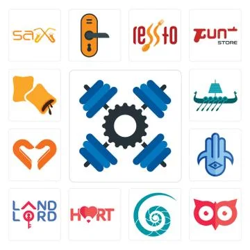 Set of, minimal owl, nautilus shell, hart, landlord, hamsa, handicraft compan Free Stock Illustration