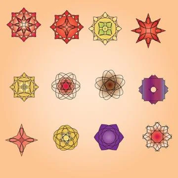 A set of minimal round patterns with a gradient fill Stock Illustration