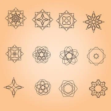 A set of minimal round patterns Stock Illustration