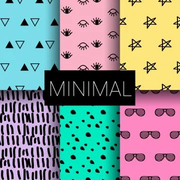 Set of minimal seamless patterns Stock Illustration