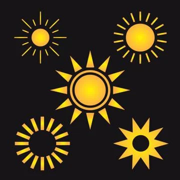 Set of minimal sun designs Stock Illustration