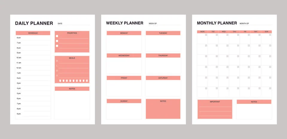 Set minimalis planner Illustrazione stock