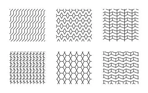 Set of minimalism geometric patterns, seamless pattern popular grid pattern.. Stock Illustration