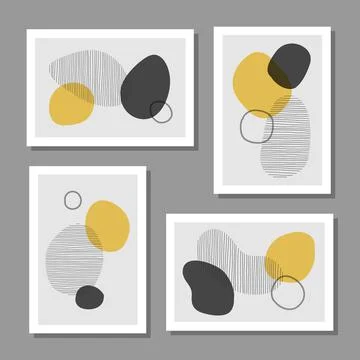 Set of minimalist design posters with abstract organic shapes composition Stock Illustration