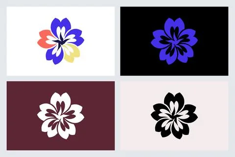 Set of Minimalist Floral Logo Vector Icons Stock Illustration