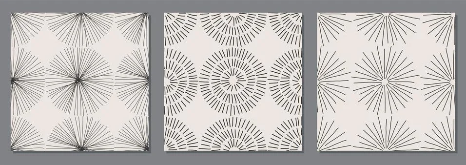 Set of minimalist seamless pattern with abstract creative hand drawn composition Illustrazione stock