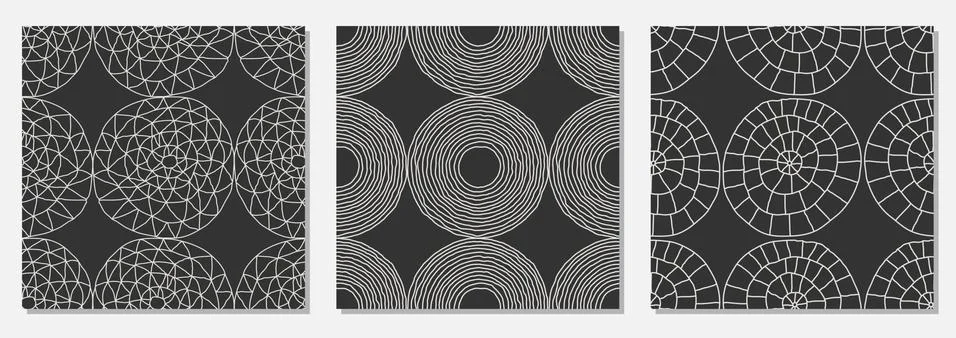 Set of minimalist seamless pattern with abstract creative hand drawn composition 스톡 일러스트