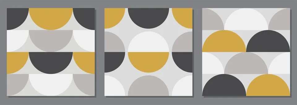 Set of minimalist seamless pattern with abstract creative geometric composition Illustrazione stock