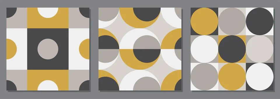 Set of minimalist seamless pattern with abstract creative geometric composition Illustrazione stock
