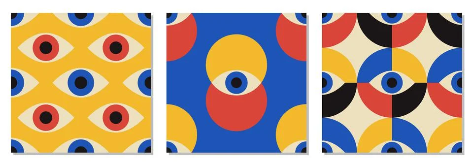 Set of minimalist seamless pattern with abstract creative geometric composition Stock Illustration