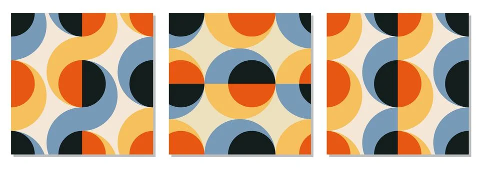 Set of minimalist seamless pattern with abstract creative geometric composition Stock Illustration